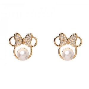 🌵4/$30 New Minnie Mouse Gold Bow & Pearl Earrings